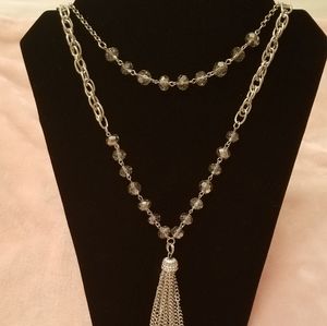 NWOT - Silver-toned Layered Tassle Necklace